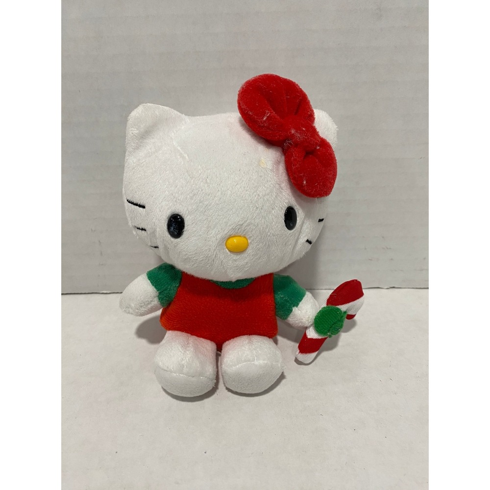 Sanrio Hello Kitty Plush Christmas Holiday Candy Cane Red Green White Small